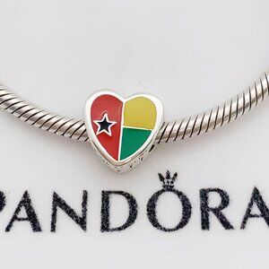 Pandora Guinea-Bissau Flag Exclusive Pendant S925 Sterling Silver Jewelry
